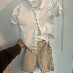 H&M Kids Matching Set - White Shirt & Tan Shorts